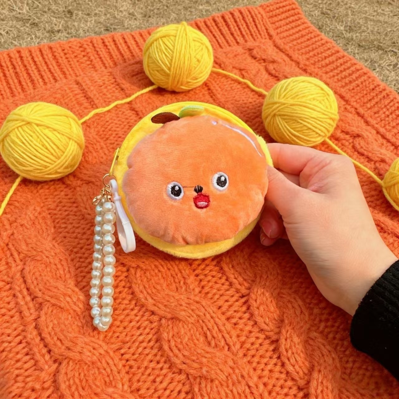 Filc novčanik s voćnim dizajnom za djecu, privjesak za ključeve i torbica za pohranu (Materijal: Filc; Uzorak: Animirani crtani; Stil: Dječji crtani; Funkcija: Prozračan, Ultra lagan; Preklop: 1)