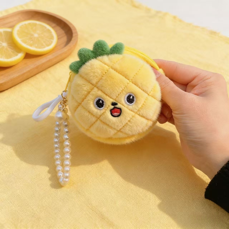 Filc novčanik s voćnim dizajnom za djecu, privjesak za ključeve i torbica za pohranu (Materijal: Filc; Uzorak: Animirani crtani; Stil: Dječji crtani; Funkcija: Prozračan, Ultra lagan; Preklop: 1)