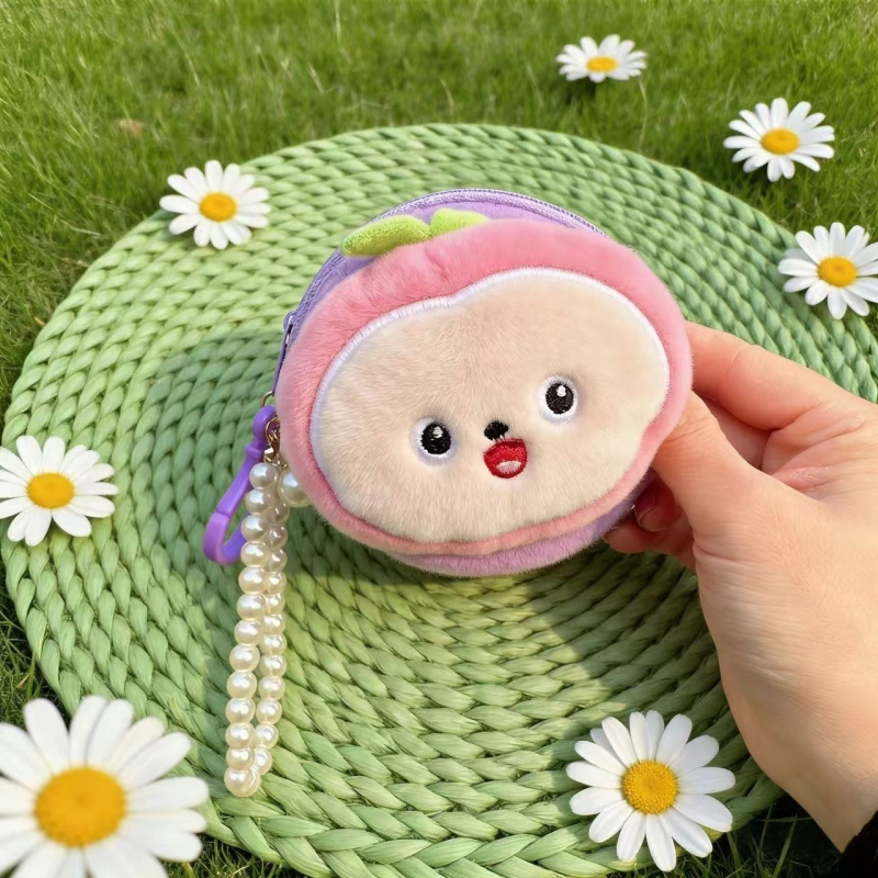 Filc novčanik s voćnim dizajnom za djecu, privjesak za ključeve i torbica za pohranu (Materijal: Filc; Uzorak: Animirani crtani; Stil: Dječji crtani; Funkcija: Prozračan, Ultra lagan; Preklop: 1)