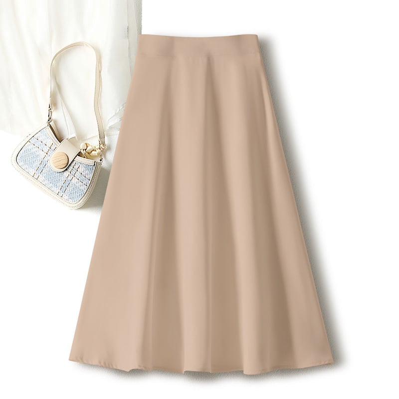 А-образна пола с чадър, средна дължина, висока талия, вълнен плат, есен 2025.