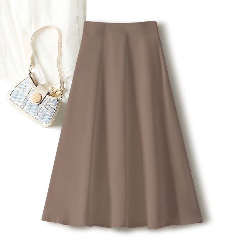 А-образна пола с чадър, средна дължина, висока талия, вълнен плат, есен 2025.