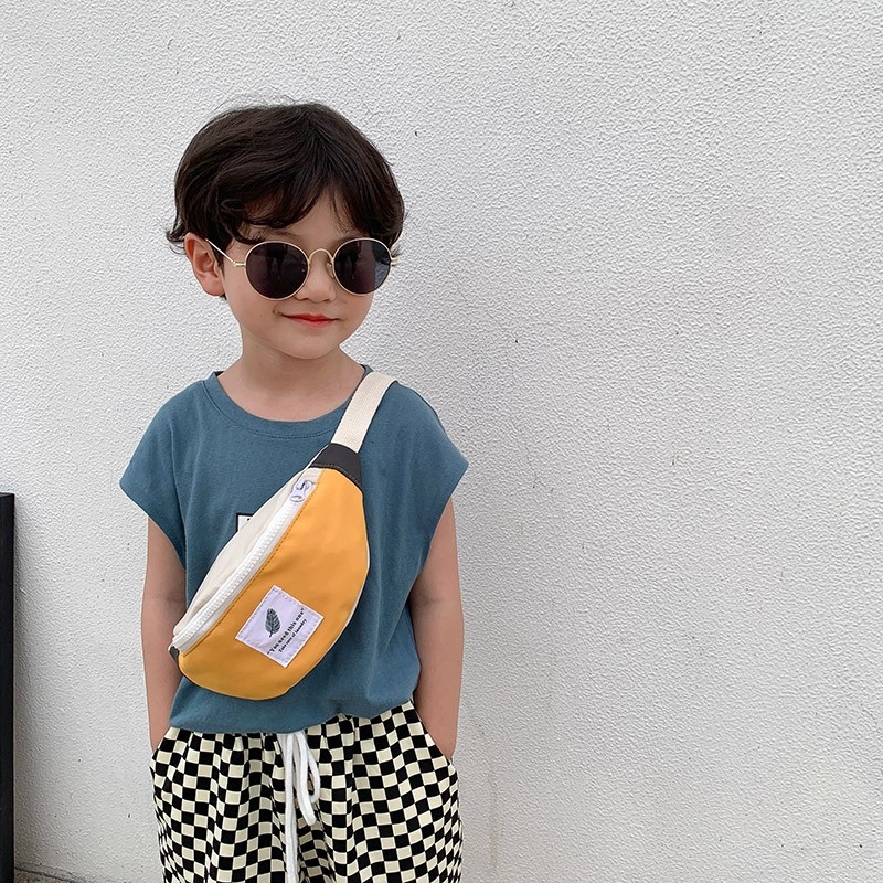 Dječja torbica za prsa, unisex, platno, podstava od poliestera, uzorak slova/brojeva/teksta, smanjuje opterećenje, moderan i cool stil