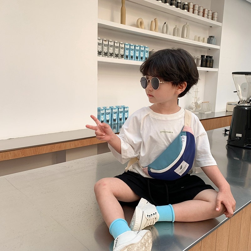 Dječja torbica za prsa, unisex, platno, podstava od poliestera, uzorak slova/brojeva/teksta, smanjuje opterećenje, moderan i cool stil
