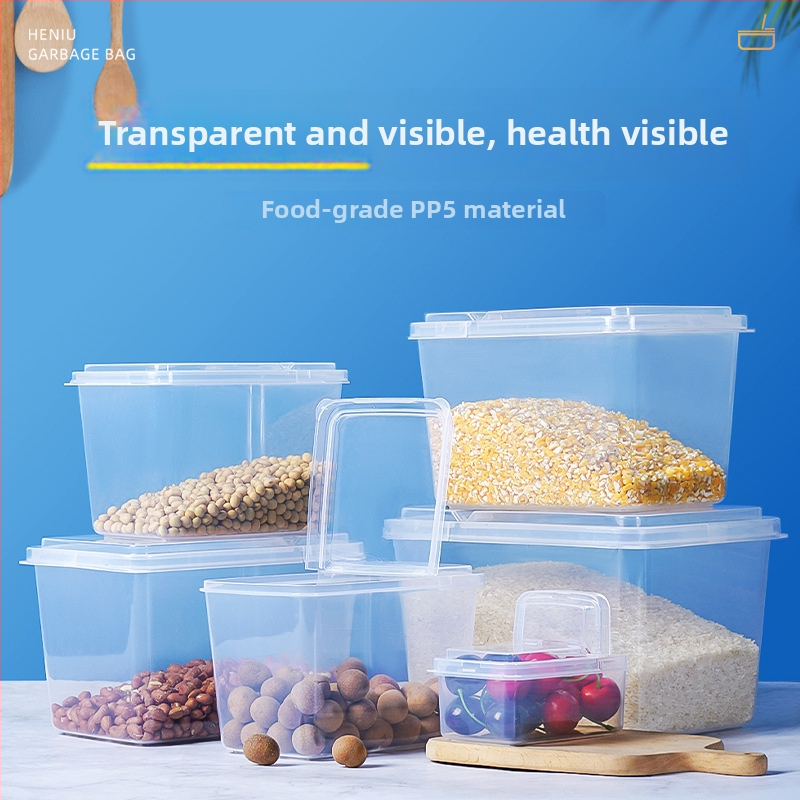 Διαφανής πλαστικός κάδος αποθήκευσης κουζίνας, ορθογώνιος με καπάκι που γυρίζει, χωρητικότητα 0,56 L