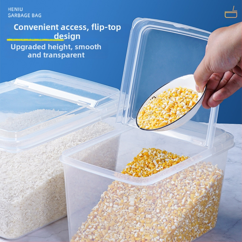 Διαφανής πλαστικός κάδος αποθήκευσης κουζίνας, ορθογώνιος με καπάκι που γυρίζει, χωρητικότητα 0,56 L