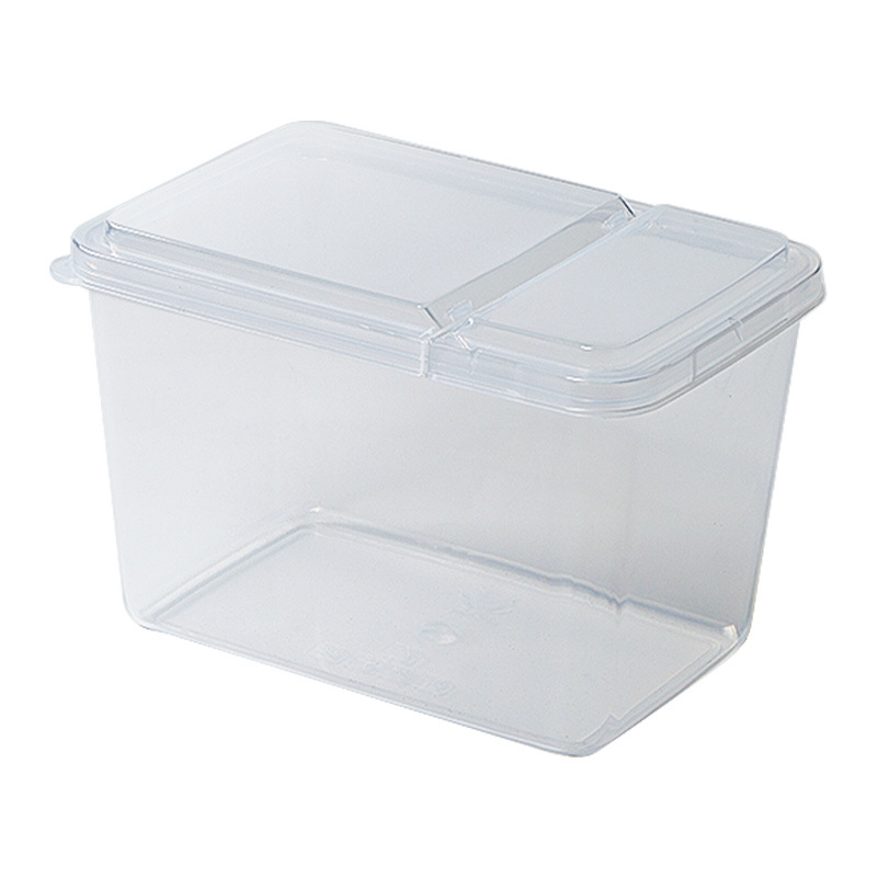 Διαφανής πλαστικός κάδος αποθήκευσης κουζίνας, ορθογώνιος με καπάκι που γυρίζει, χωρητικότητα 0,56 L