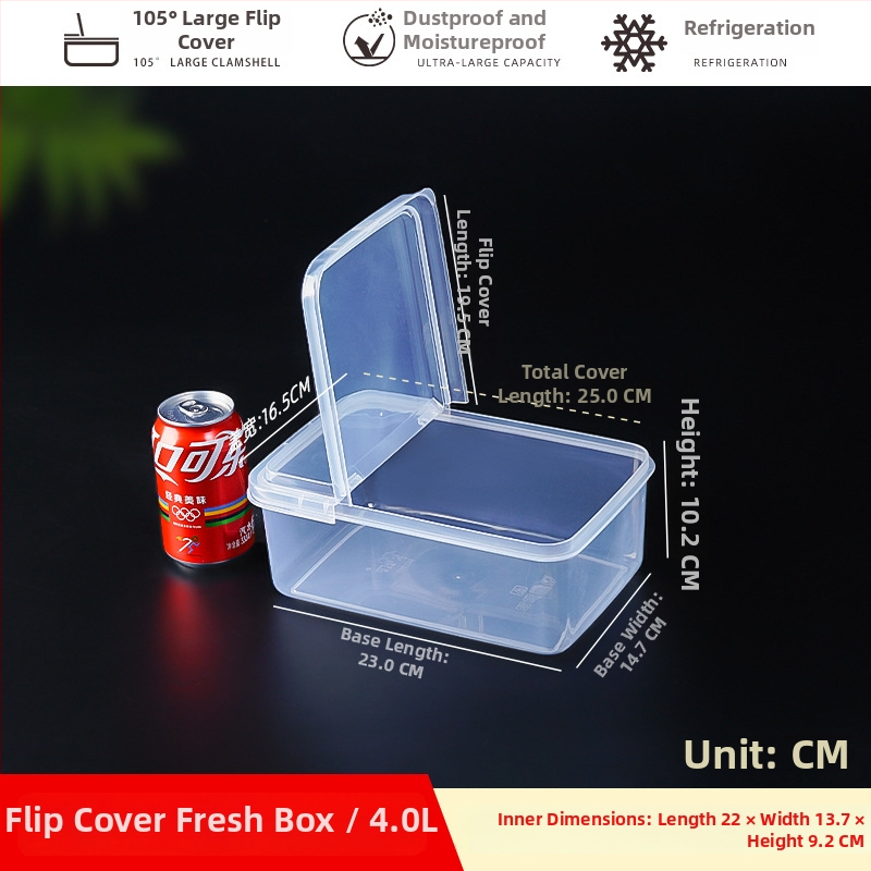 Διαφανής πλαστικός κάδος αποθήκευσης κουζίνας, ορθογώνιος με καπάκι που γυρίζει, χωρητικότητα 0,56 L