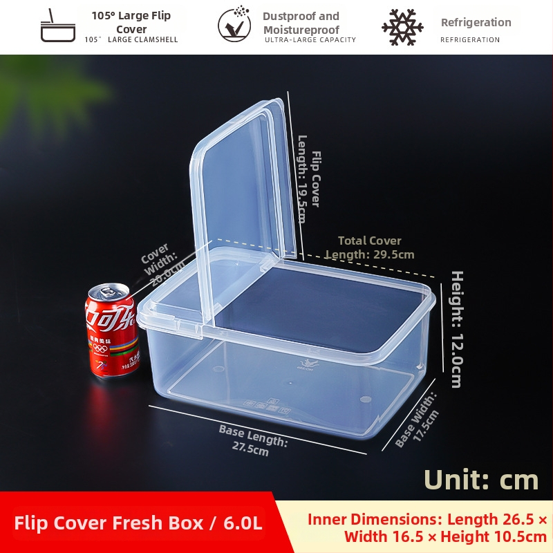 Διαφανής πλαστικός κάδος αποθήκευσης κουζίνας, ορθογώνιος με καπάκι που γυρίζει, χωρητικότητα 0,56 L