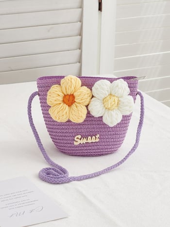 Dječja crossbody torbica od papirusnog materijala s cvjetnim uzorkom, unisex, za predškolsku dob, proljeće 2025, svakodnevna upotreba