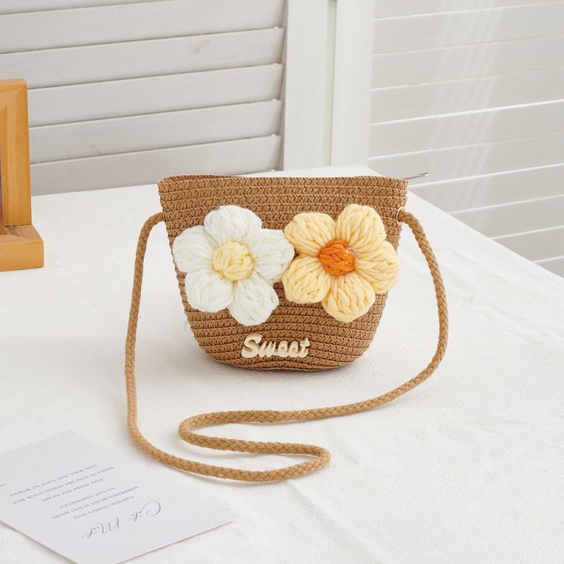 Dječja crossbody torbica od papirusnog materijala s cvjetnim uzorkom, unisex, za predškolsku dob, proljeće 2025, svakodnevna upotreba