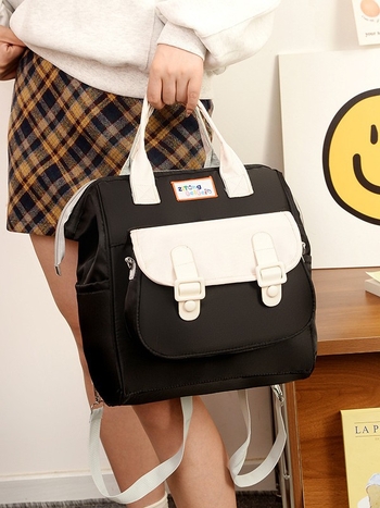 Szülő-gyermek hátizsák – Oxford anyag, poliészter bélés, összefűzött mintázat, ívelt vállpántok