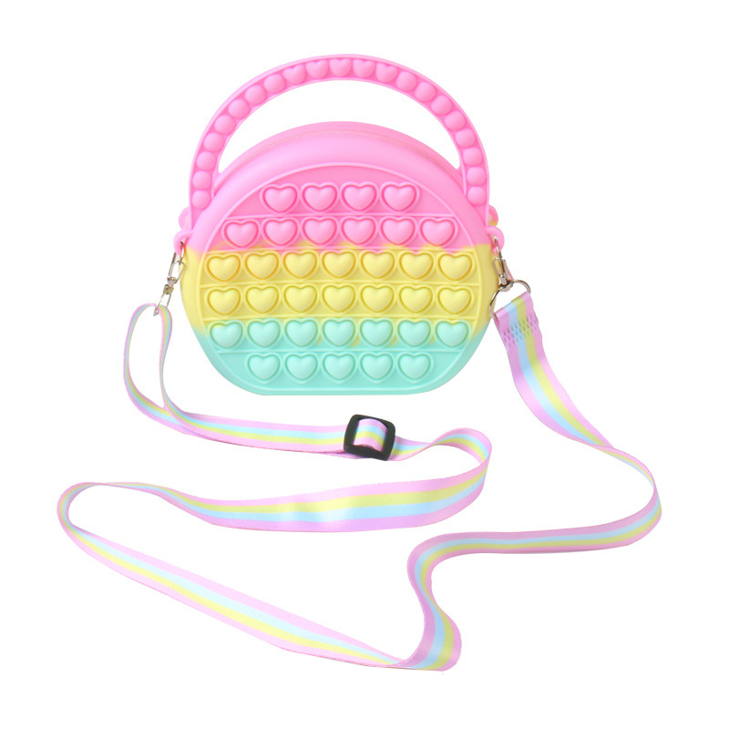 Unisex silikonska torbica za ruke s dizajnom srca od mjehurića, silikonska podstava, OEM prilagođeni logo