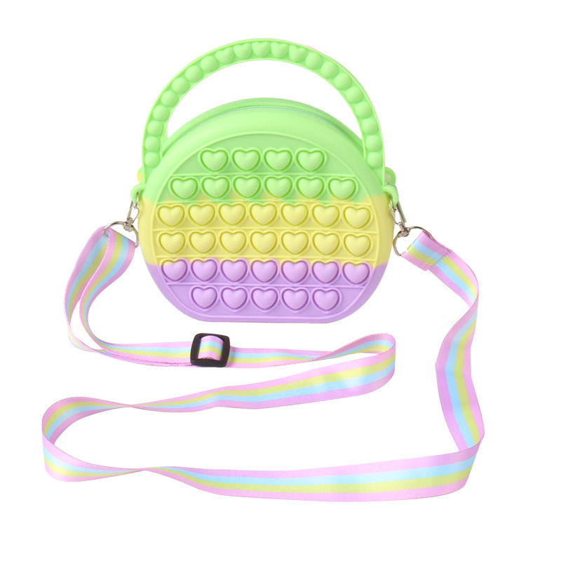 Unisex silikonska torbica za ruke s dizajnom srca od mjehurića, silikonska podstava, OEM prilagođeni logo