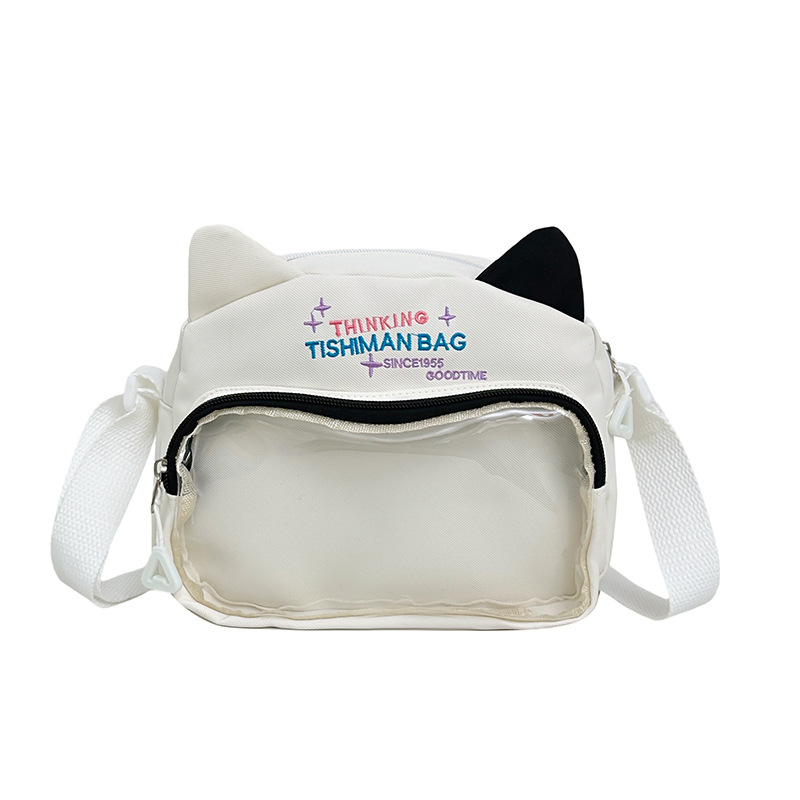Mačja tema: nylon crossbody torba, mala, horizontalno kvadratnog oblika, zatvarač, jedna naramenica, za svakodnevnu upotrebu