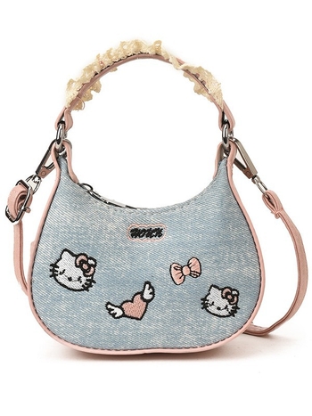 Ženska PU crossbody torba s izvezenim leptirovim uzlom, crtani motiv, ultra lagana, podstava poliester