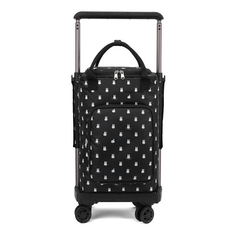 Căruț de cumpărături cu patru roți, pliabil și portabil, cu roți detașabile și geantă izolată, încărcătură maximă 35 kg