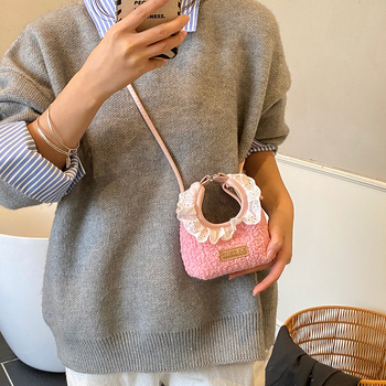 Dječja crossbody torbica s čipkom, PU materijal, podstava od poliester, unisex