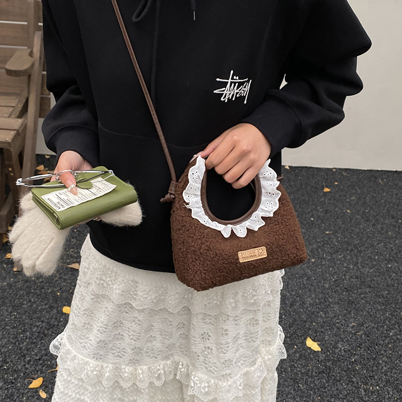 Dječja crossbody torbica s čipkom, PU materijal, podstava od poliester, unisex
