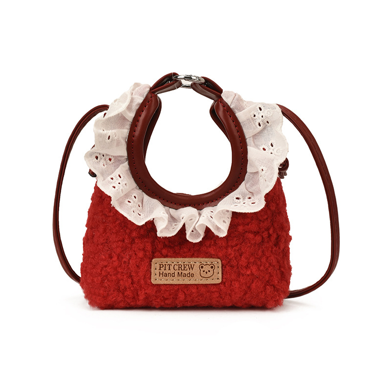 Dječja crossbody torbica s čipkom, PU materijal, podstava od poliester, unisex