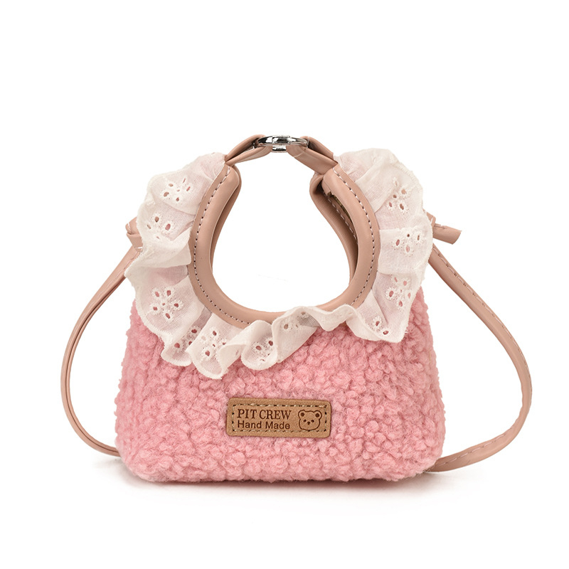 Dječja crossbody torbica s čipkom, PU materijal, podstava od poliester, unisex