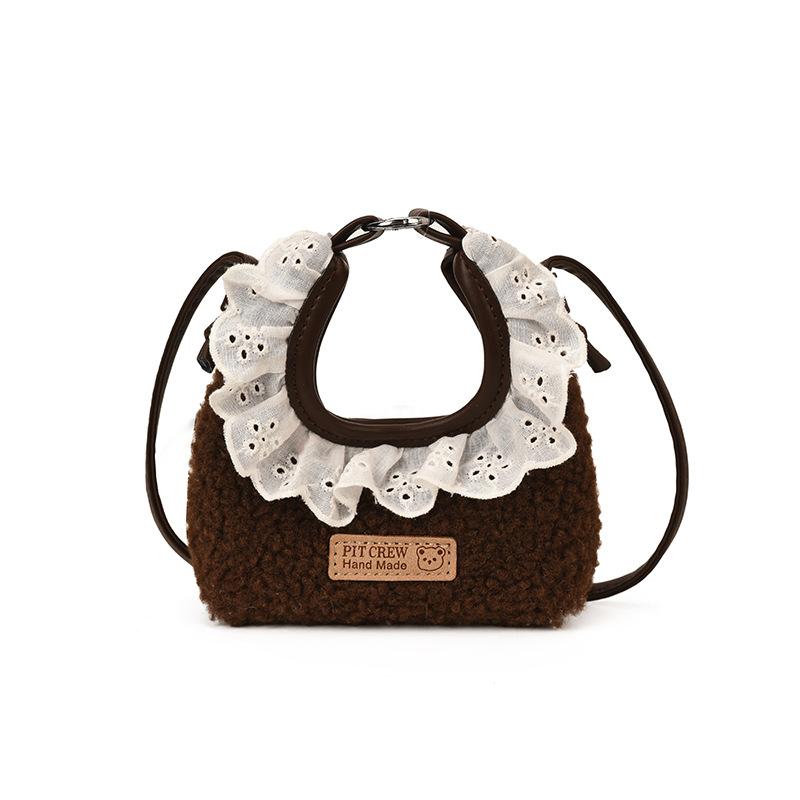 Dječja crossbody torbica s čipkom, PU materijal, podstava od poliester, unisex