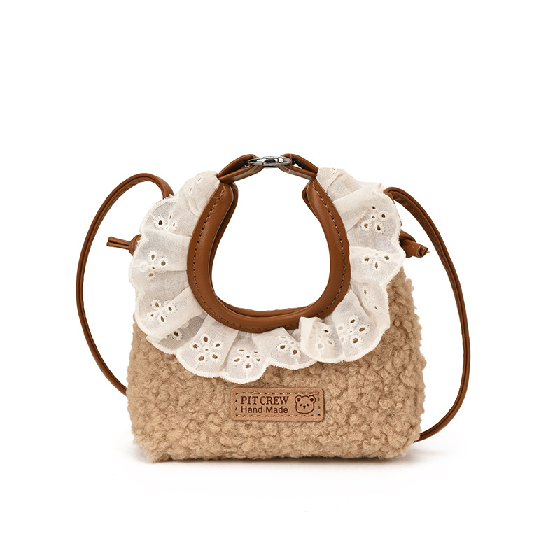 Dječja crossbody torbica s čipkom, PU materijal, podstava od poliester, unisex