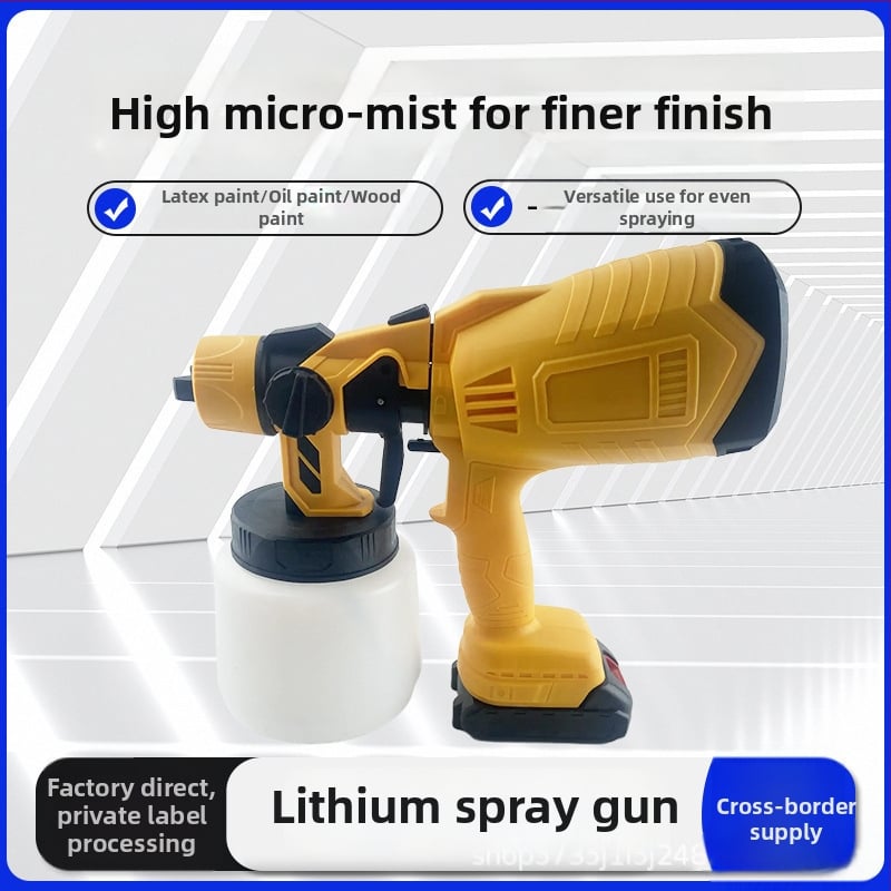 Ηλεκτρικό πιστόλι ψεκασμού με επαναφορτιζόμενη μπαταρία λιθίου, 21V, υψηλή ατμοποίηση για βαφές σε βάση νερού λατέξ