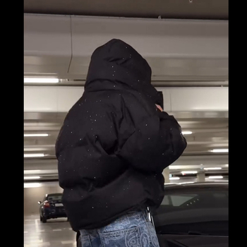 Jachetă unisex cu glugă în stil hip-hop street (cardigan; fermoar frontal; material exterior poliester; căptușeală din bumbac; croială lejeră)