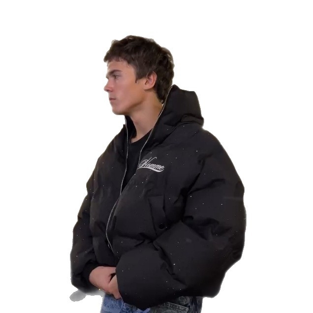 Jachetă unisex cu glugă în stil hip-hop street (cardigan; fermoar frontal; material exterior poliester; căptușeală din bumbac; croială lejeră)