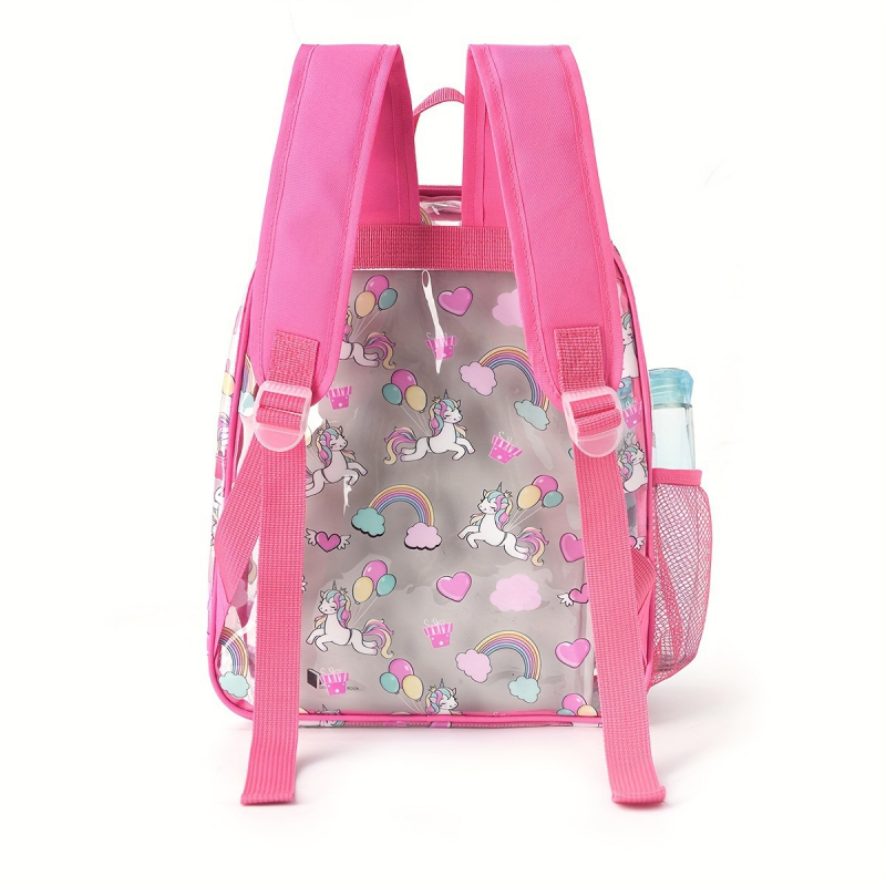 Läbipaistev PVC laste kott karikatuuridtrükiga, veekindel, kuiv–märg eraldus, ilma voodrita, mõeldud algkoolile