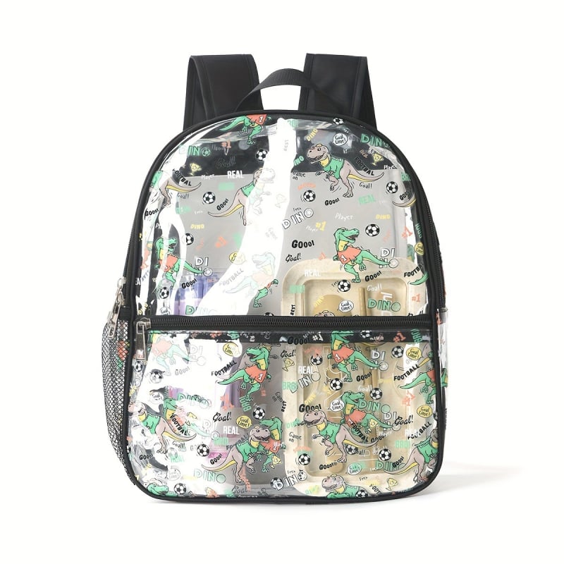 Läbipaistev PVC laste kott karikatuuridtrükiga, veekindel, kuiv–märg eraldus, ilma voodrita, mõeldud algkoolile