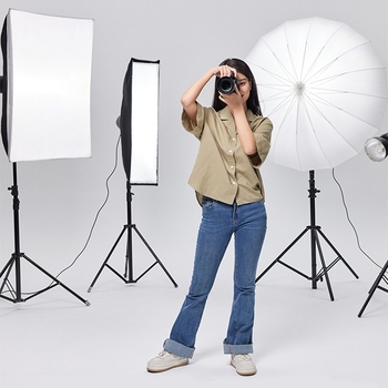 Set de iluminat în studio cu Softbox, cadru metalic, încărcare 2-5 kg, greutate 1,2 kg, pentru fotografie