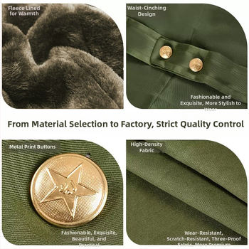 Военно палто в стил кадри, подплатено флийсом, термична изолация, едноцветно, материя: смес от химически влакна, марка Haolong, зима