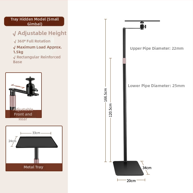 Suport de proiector metal retractabil — montaj ascuns lângă pat, pentru birou sau podea, fără găuri