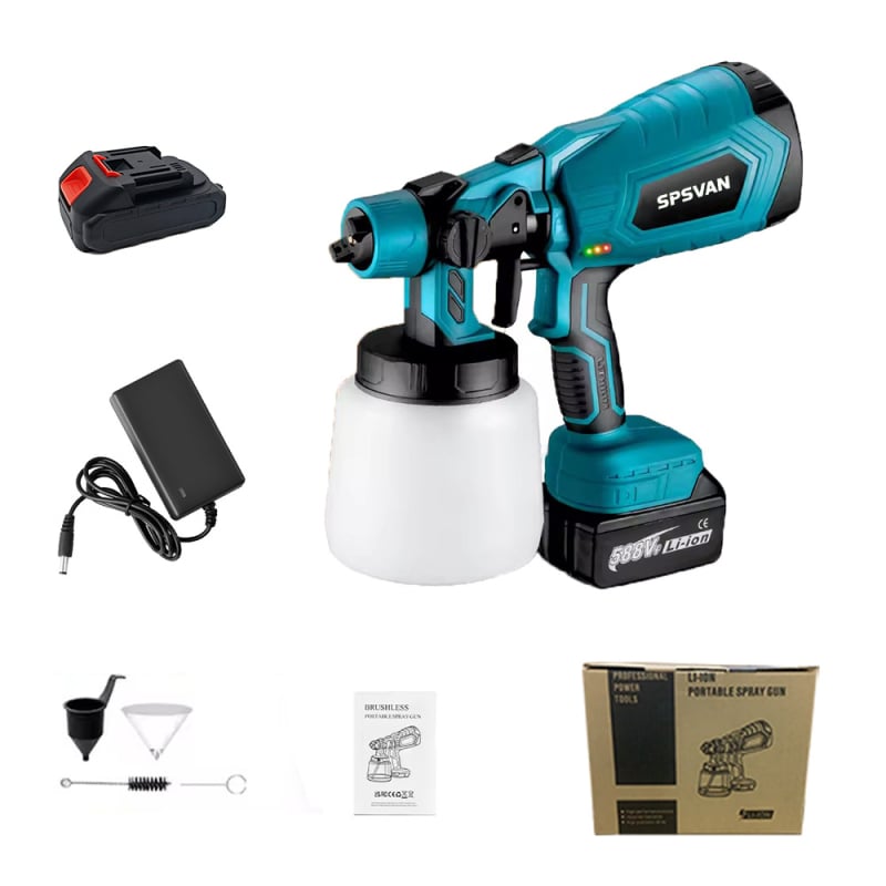 Spsvan ηλεκτρικό πιστόλι ψεκασμού, υψηλή ατμοποίηση για οικιακή απολύμανση και ψεκασμό λατέξ βαφής, επαναφορτιζόμενη μπαταρία λιθίου, 21V