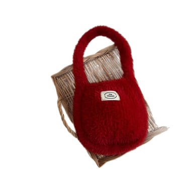 Dječja pliš torbica za ruku, jednobojna, pleteni dizajn, korejski stil, jesen-zima kolekcija, mini novčanik