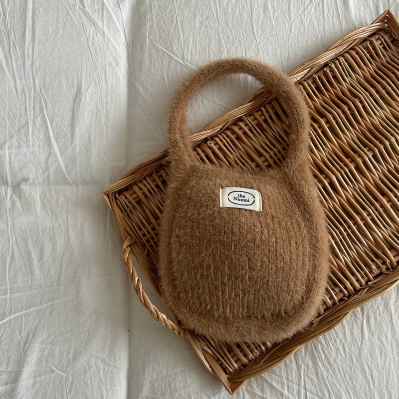 Dječja pliš torbica za ruku, jednobojna, pleteni dizajn, korejski stil, jesen-zima kolekcija, mini novčanik