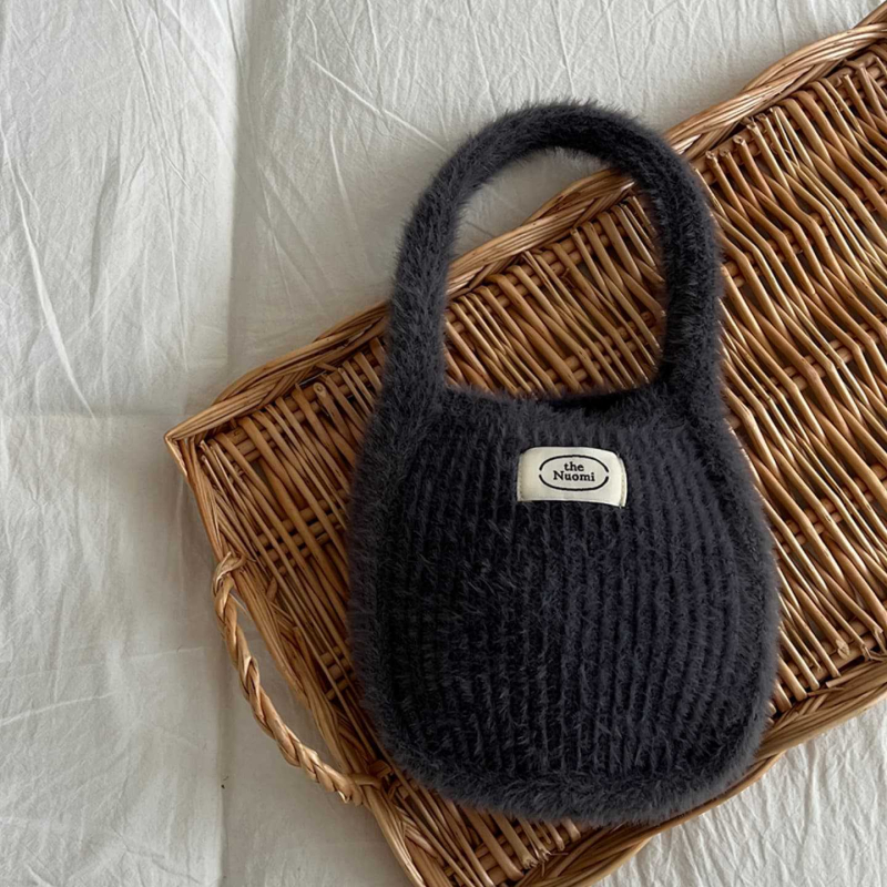Dječja pliš torbica za ruku, jednobojna, pleteni dizajn, korejski stil, jesen-zima kolekcija, mini novčanik