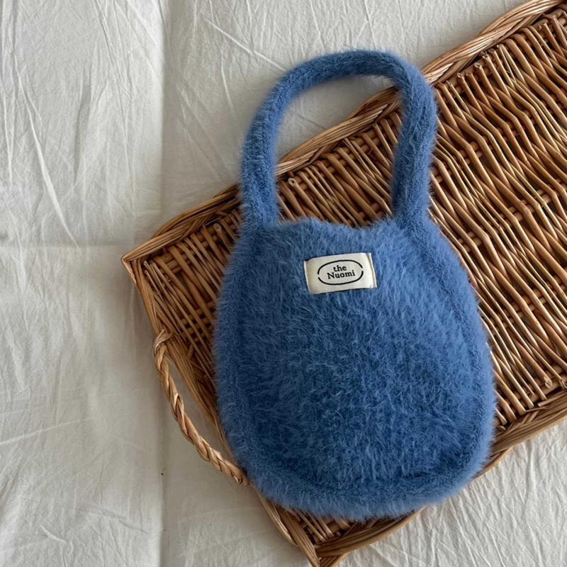 Dječja pliš torbica za ruku, jednobojna, pleteni dizajn, korejski stil, jesen-zima kolekcija, mini novčanik