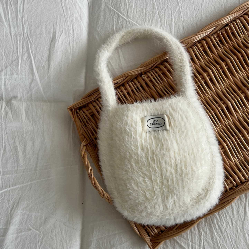 Dječja pliš torbica za ruku, jednobojna, pleteni dizajn, korejski stil, jesen-zima kolekcija, mini novčanik