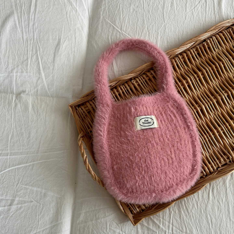 Dječja pliš torbica za ruku, jednobojna, pleteni dizajn, korejski stil, jesen-zima kolekcija, mini novčanik
