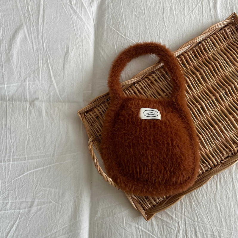 Dječja pliš torbica za ruku, jednobojna, pleteni dizajn, korejski stil, jesen-zima kolekcija, mini novčanik
