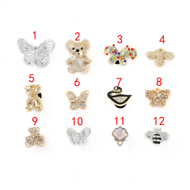 Charmuri metalice pentru Crocs - fluture, floare 3D insectă, accesorii detașabile, stil cataramă Crocs