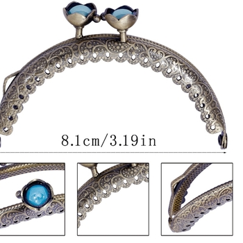 Hardver za torbe: glava lotosa, polukružna utisnuta okvira zatvarača, ručna izrada, željezo, brend Yl