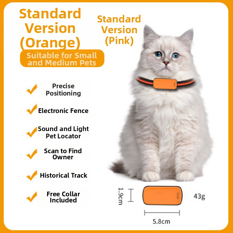 GPS lokátor pre domáce zvieratá – mačky a psy, presné určovanie polohy, model T05a, batéria 1200mAh, ABS/PC materiál, kompatibilný s iOS