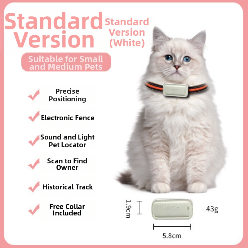 GPS lokátor pre domáce zvieratá – mačky a psy, presné určovanie polohy, model T05a, batéria 1200mAh, ABS/PC materiál, kompatibilný s iOS