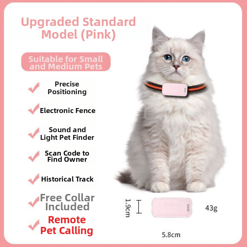GPS lokátor pre domáce zvieratá – mačky a psy, presné určovanie polohy, model T05a, batéria 1200mAh, ABS/PC materiál, kompatibilný s iOS