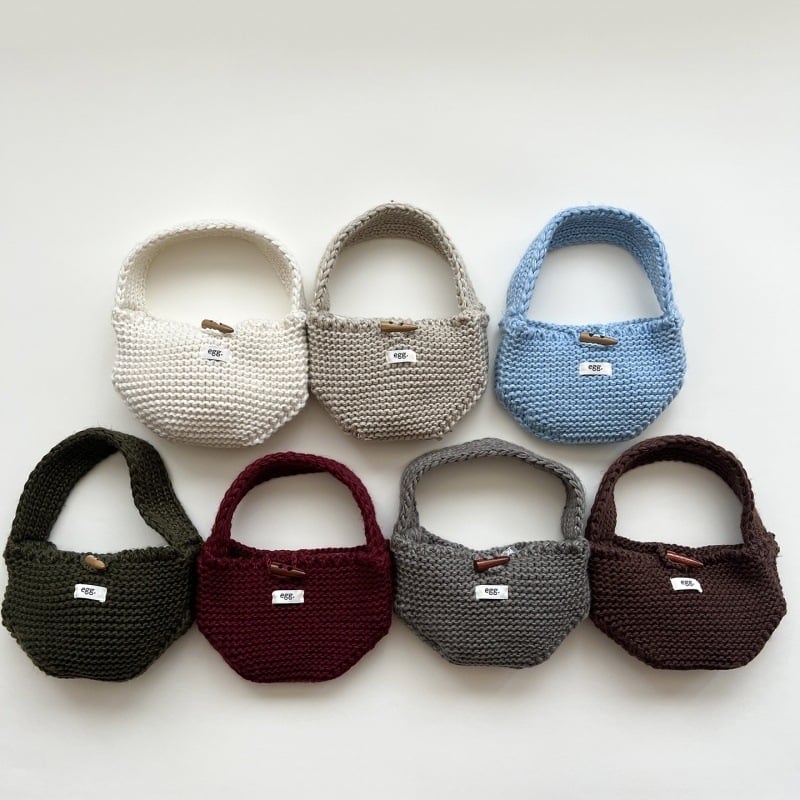 Dječja pletena torbica za novčanik s gumbom u obliku roga, za djevojčice u osnovnoj školi, zima 2025, akrilna vlakna, podstava od vune, dječji i sladak stil