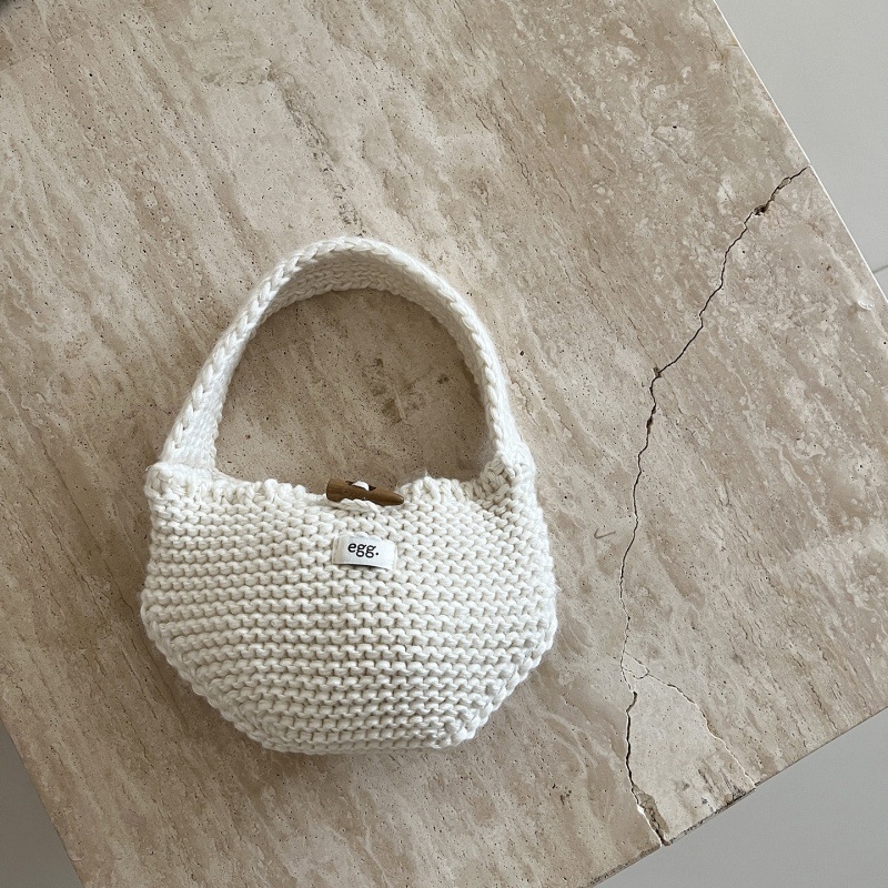 Dječja pletena torbica za novčanik s gumbom u obliku roga, za djevojčice u osnovnoj školi, zima 2025, akrilna vlakna, podstava od vune, dječji i sladak stil