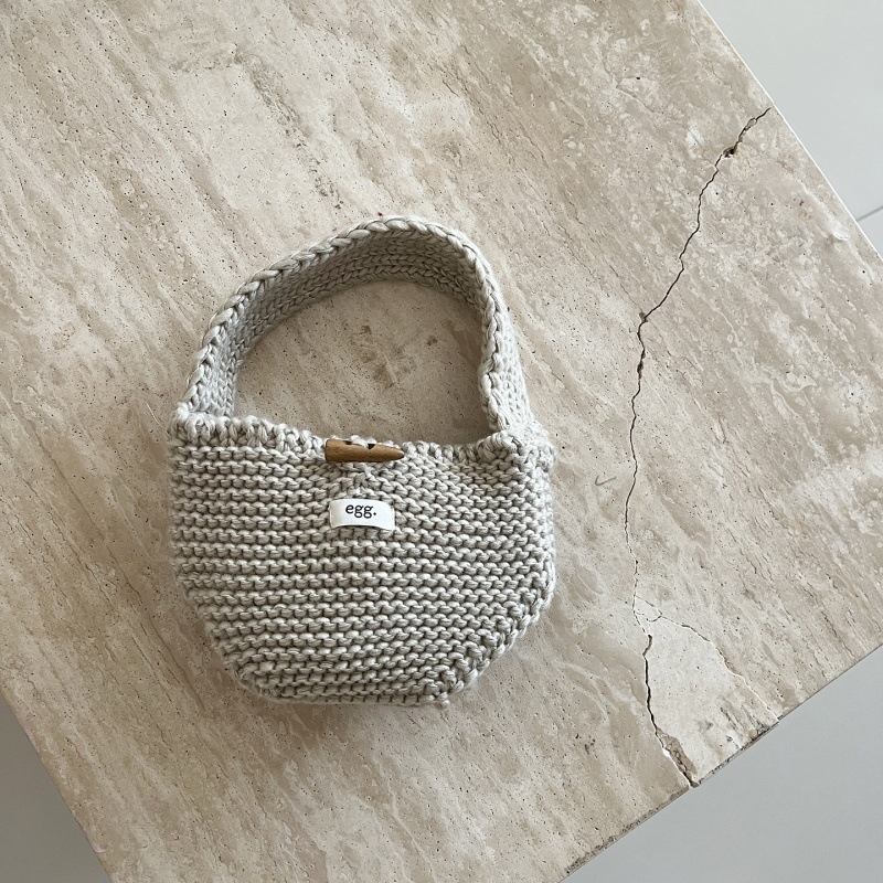 Dječja pletena torbica za novčanik s gumbom u obliku roga, za djevojčice u osnovnoj školi, zima 2025, akrilna vlakna, podstava od vune, dječji i sladak stil